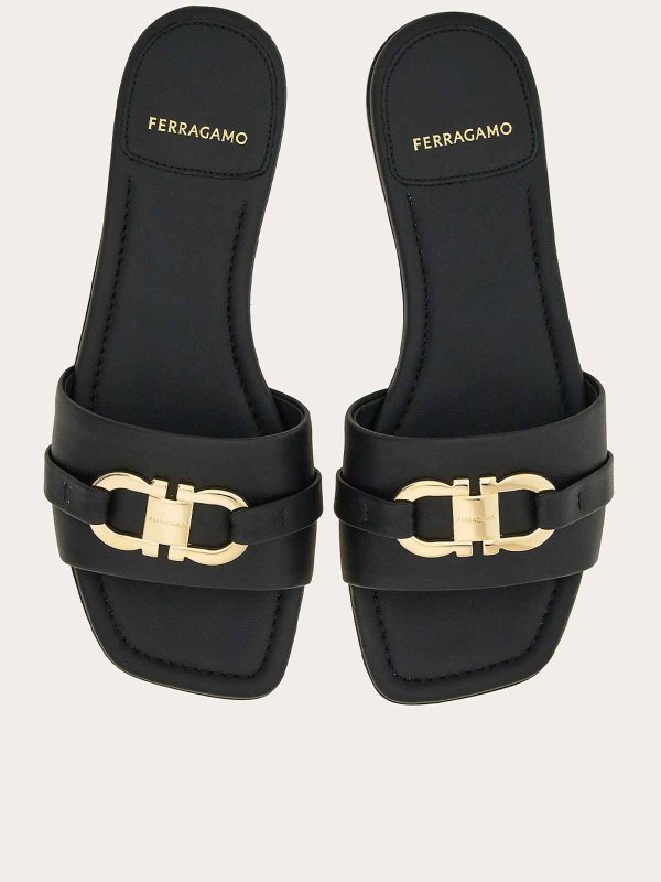FERRAGAMO: サンダル online - フラットシューズ - 黒