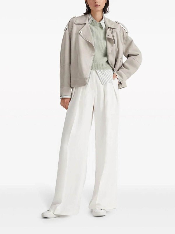 The Best Shops BRUNELLO CUCINELLI: Vestes en cuir - Blouson En Cuir - Gris