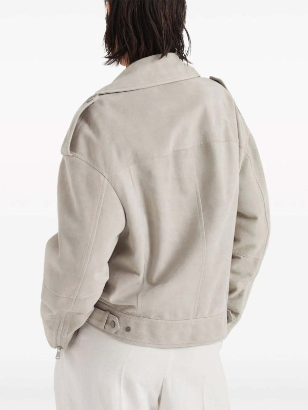 Blouson En Cuir - Gris shop online: BRUNELLO CUCINELLI