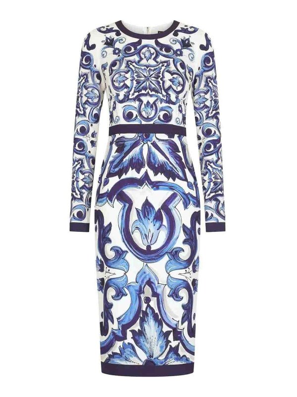 DOLCE & GABBANA: ニーレングスドレス - 膝丈ドレス - ブルー