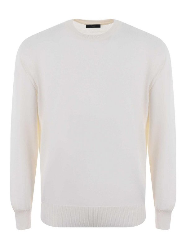 FAY: Suéteres con cuello pico - Suéter Cuello Redondo - Crema