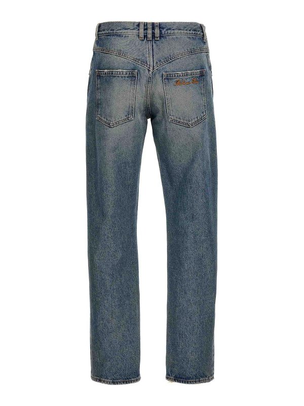 Balmain: straight leg jeans online - Logo Embroidery Denim Jeans