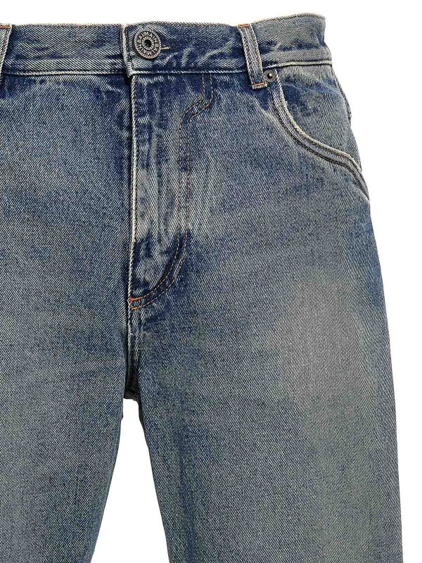 The Best Shops Balmain: straight leg jeans - Logo Embroidery Denim Jeans