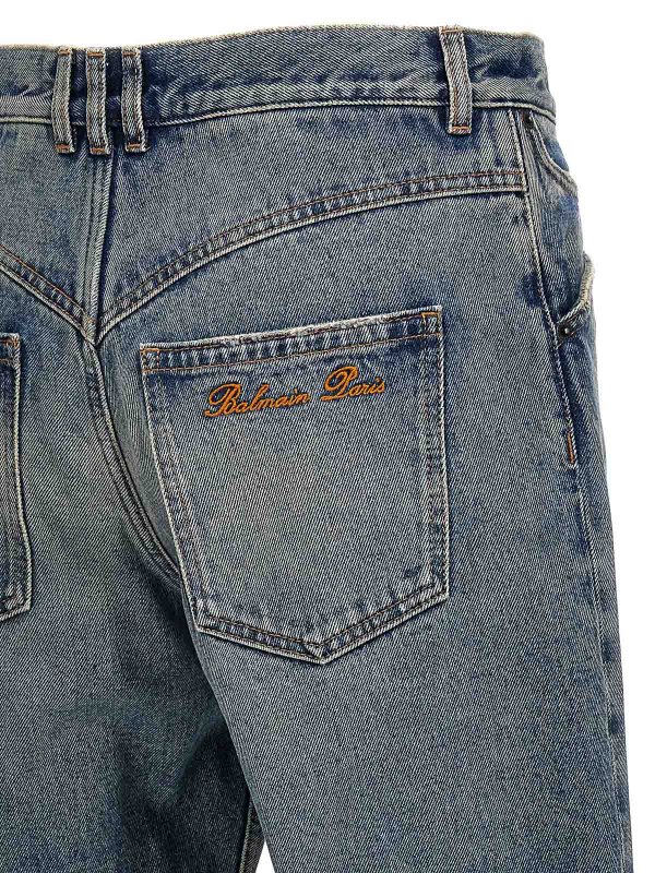 Logo Embroidery Denim Jeans shop online: Balmain
