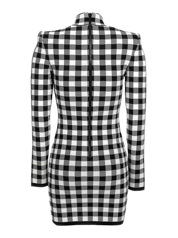 Balmain: knee length dresses online - Vichy Knit Dress