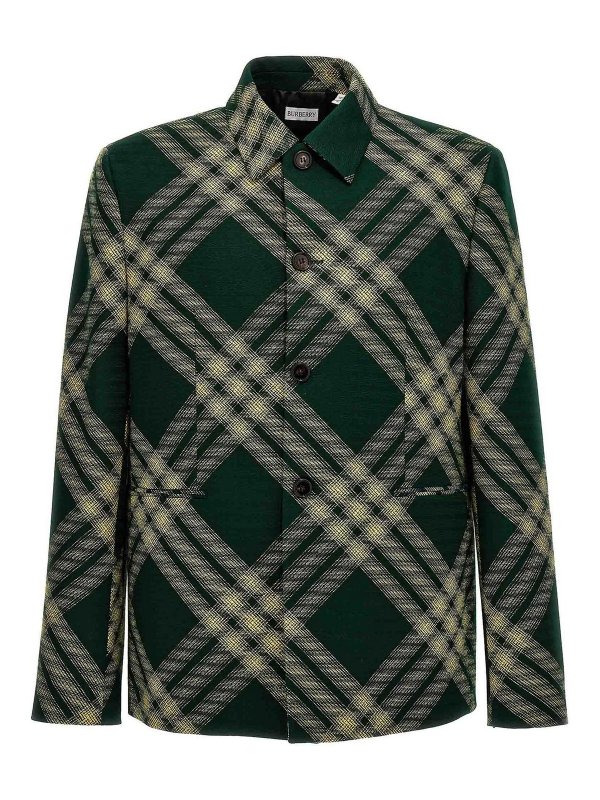 BURBERRY: blazers - Check Wool Tailored Blazer