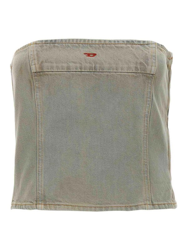 DIESEL: Tops y camisetas sin mangas - Top - Azul Claro