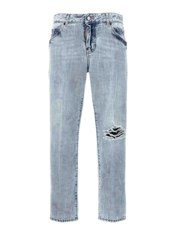 DSQUARED2: Jeans à jambe droite - Jean Droit - Bleu Clair