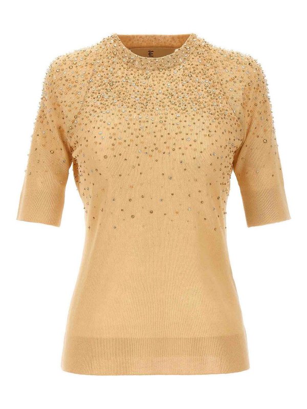 ERMANNO SCERVINO: Strickpullover mit Rundhalsausschnitt - Rundhalspullover - Beige