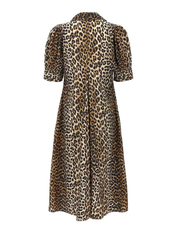 GANNI: abiti al ginocchio online - Abito midi con stampa animalier