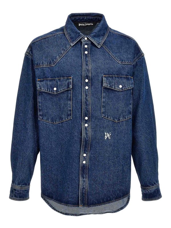 Palm Angels: denim jacket - Monogram Jacket
