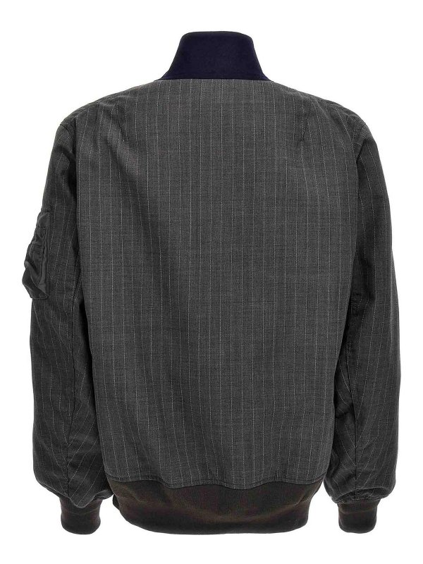 Sacai: bombers online - Pinstriped Bomber Jacket