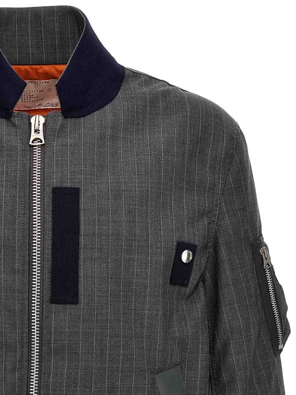 The Best Shops Sacai: bombers - Pinstriped Bomber Jacket