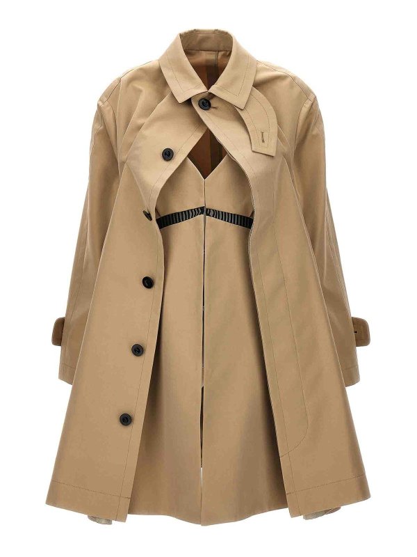 Sacai: Trenchs - Trench-Coat - Beige