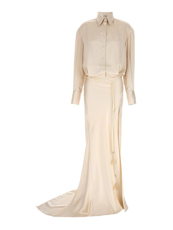 The Attico: evening dresses - Long Satin Chemisier Dress