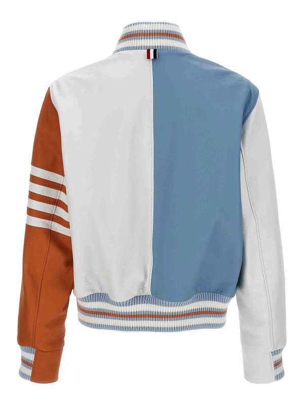 THOM BROWNE: bombers online - Leather Bomber Jacket