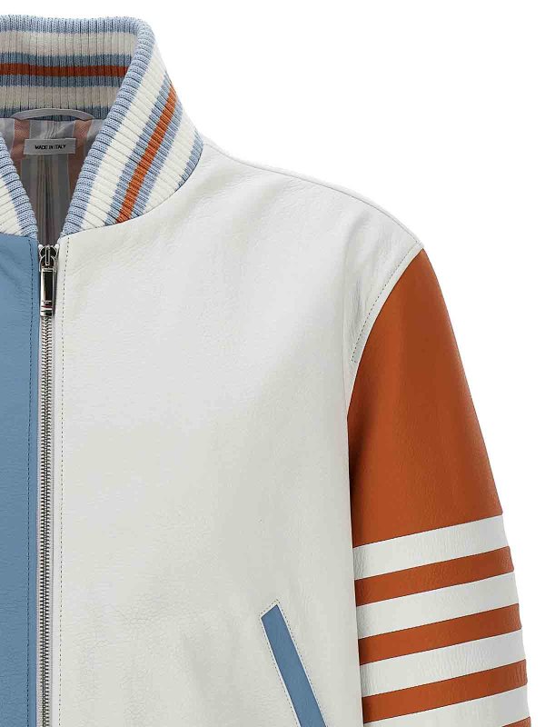 The Best Shops THOM BROWNE: bombers - Leather Bomber Jacket