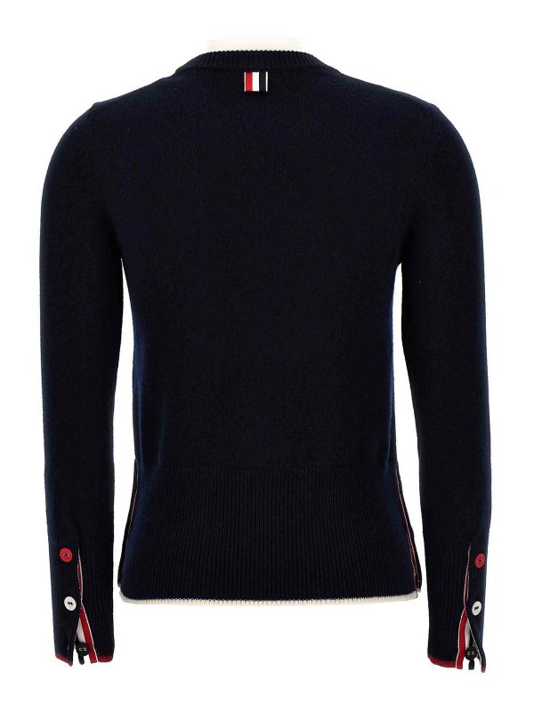 THOM BROWNE: Suéteres con cuello pico online - Suéter Cuello Redondo - Azul