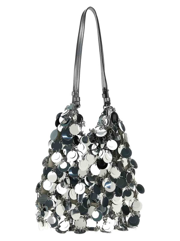 PACO RABANNE: shoulder bags online - Silver Sparkle Discs Large Shoulder Bag