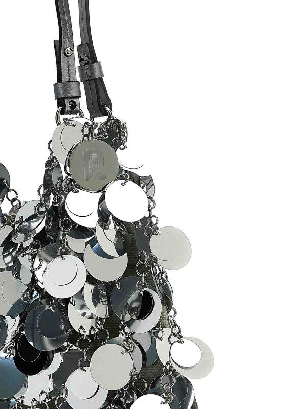 The Best Shops PACO RABANNE: shoulder bags - Silver Sparkle Discs Large Shoulder Bag