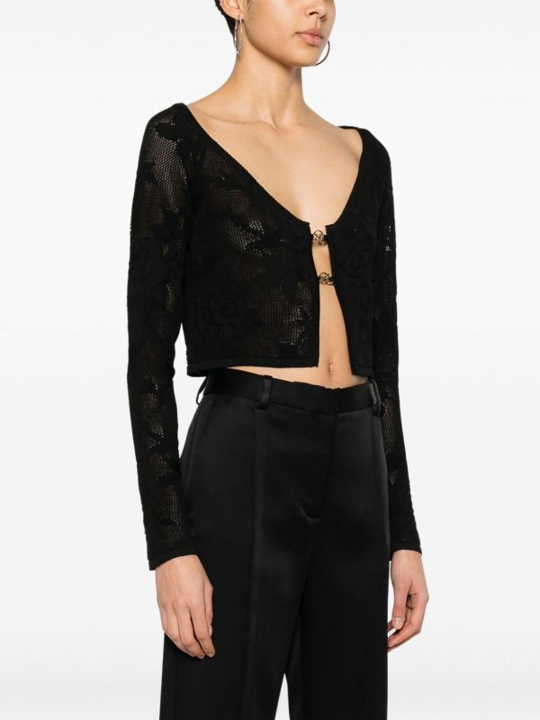 BLUMARINE: cardigans online - Embroidered Cropped Cardigan