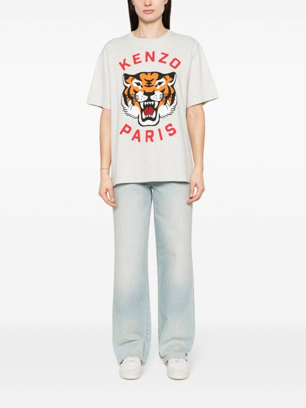 極美品！KENZO レディース 立体ロゴTシャツ グレー S サイド ベクター Tシャツ / GS SIDE VECTOR SS （ミディアムグレー