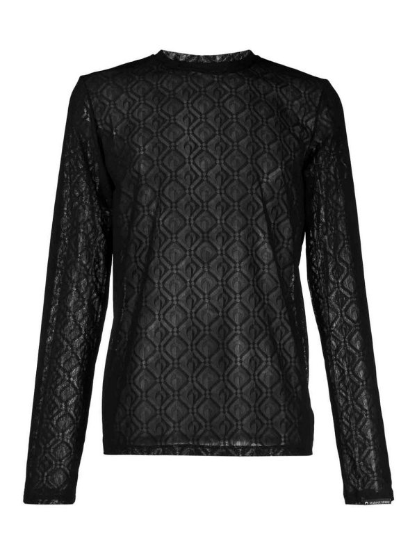 MARINE SERRE: crew necks - Logo Mesh Crewneck Sweater