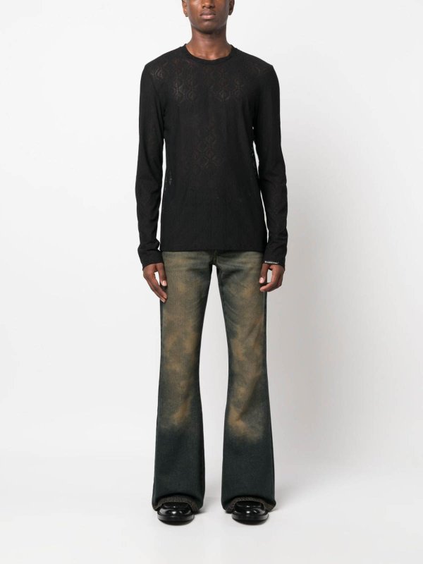 MARINE SERRE: crew necks online - Logo Mesh Crewneck Sweater