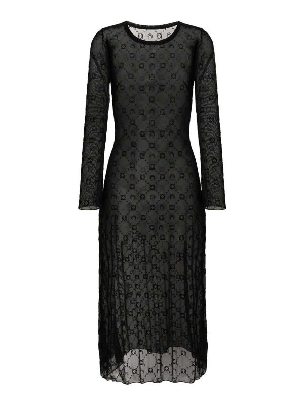 MARINE SERRE: Vestidos media pierna - Vestido Midi - Negro