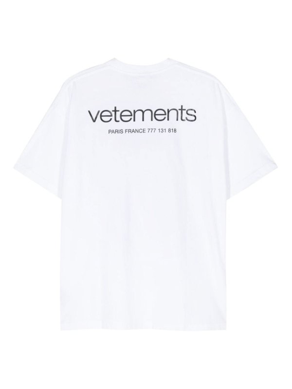 Tシャツ・カットソー VETEMENTS Women Tops WE63TR160W WHITE Vetements Logo Cotton T-Shirt - White - Women | UE64TR150WWHITE