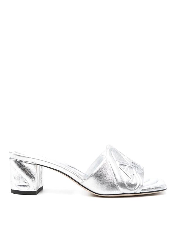 ALEXANDER MCQUEEN: sandals - Metallic Leather Heel Sandals