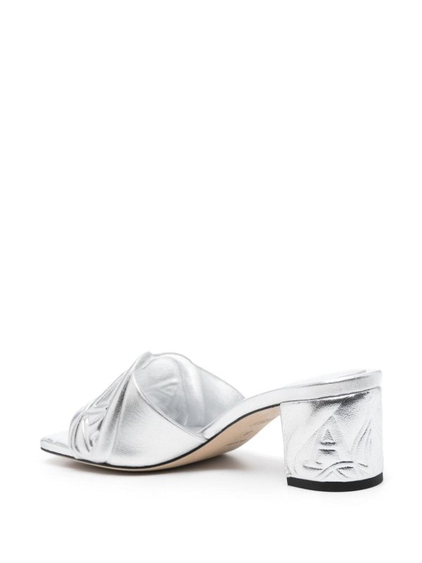 The Best Shops ALEXANDER MCQUEEN: sandals - Metallic Leather Heel Sandals