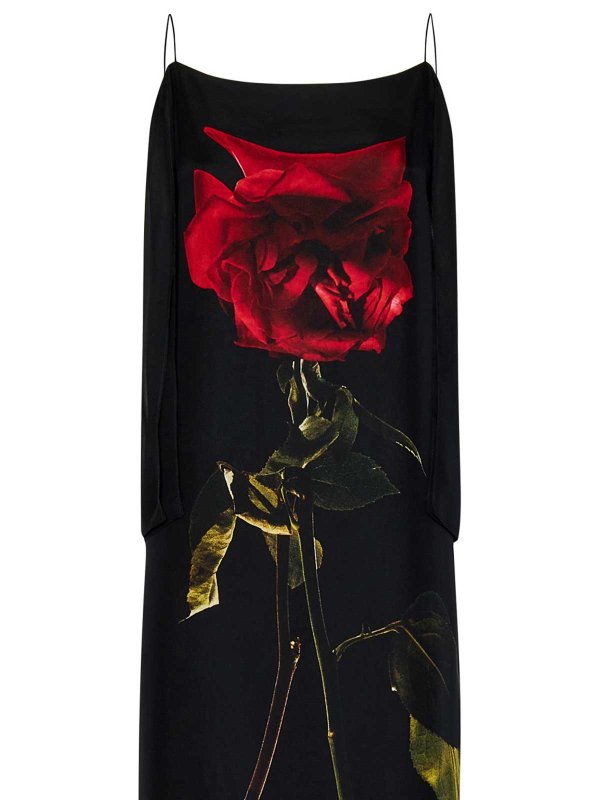 The Best Shops ALEXANDER MCQUEEN: knee length dresses - Double-Layer Black Silk Chiffon Slip Dress