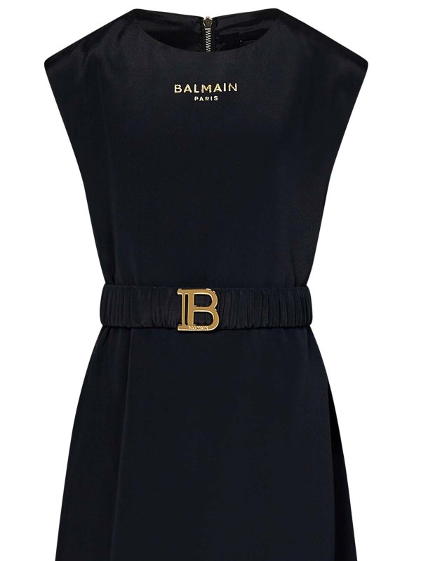 The Best Shops Balmain: abiti al ginocchio - Abito Per Bambina In Seta E Viscosa Nera
