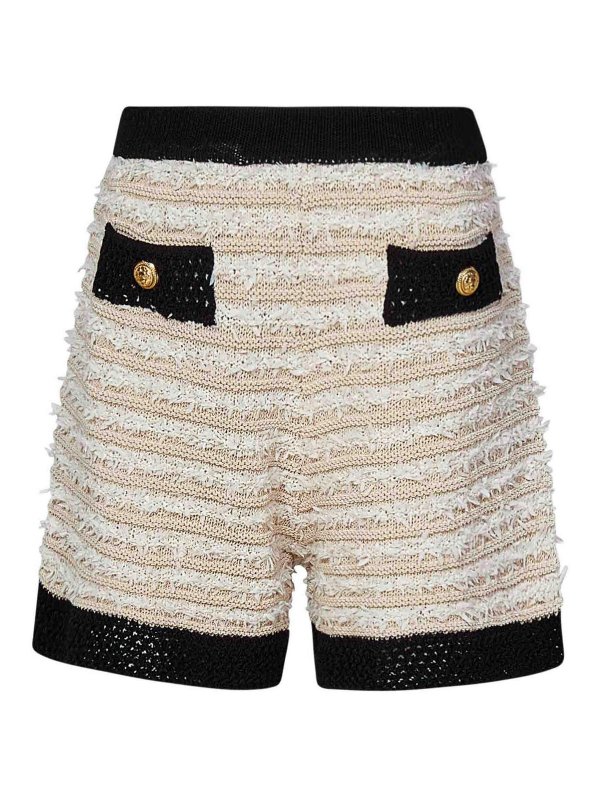 Balmain: トラウザーショーツ - ショートパンツ - ベージュ