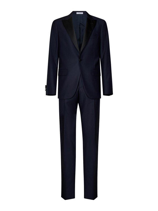 BOGLIOLI: formal suits - Dark Blue Stretch Virgin Wool Tuxedo Suit