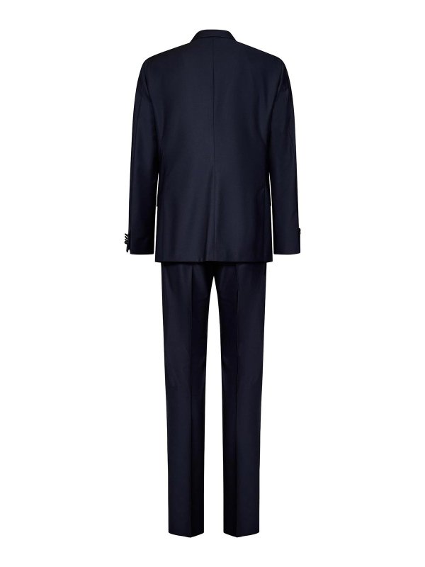 BOGLIOLI: formal suits online - Dark Blue Stretch Virgin Wool Tuxedo Suit