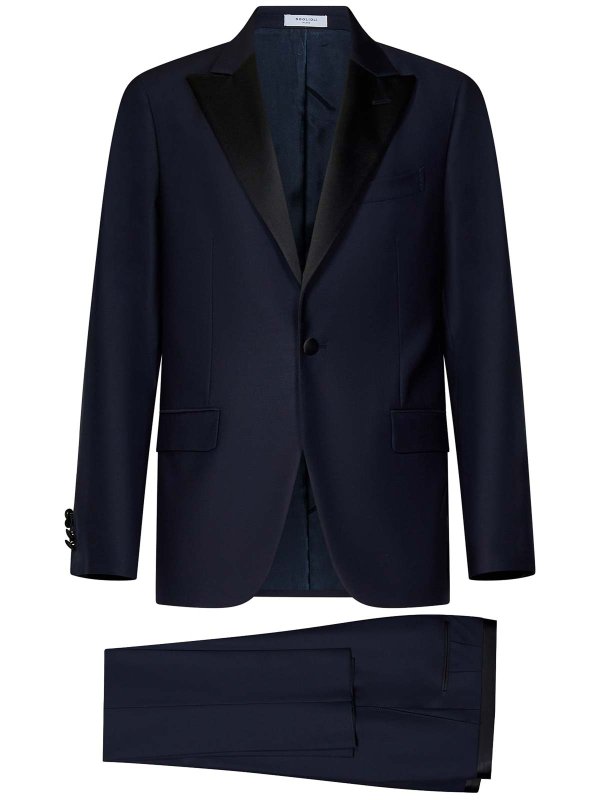 The Best Shops BOGLIOLI: formal suits - Dark Blue Stretch Virgin Wool Tuxedo Suit