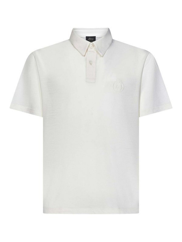 BRIONI: polo shirts - Creamy White Polo Shirt In Technical Wool