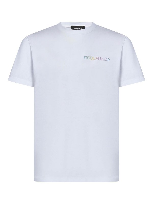 ★25SS DSQUARED2 ホワイト コットン フロントロゴ Ｔシャツ ☆25SS DSQUARED2 ホワイト コットン フロントロゴ Tシャツ (D
