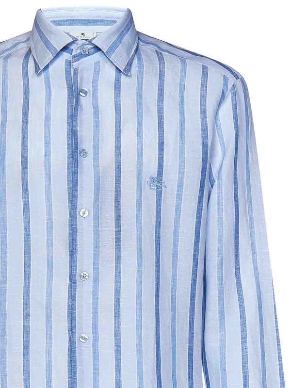 The Best Shops ETRO: shirts - Light Blue Linen Shirt