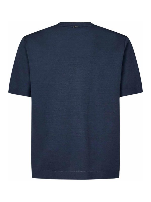 HERNO: t-shirts online - Blue T-Shirt In Plain Weave Cotton Piqu