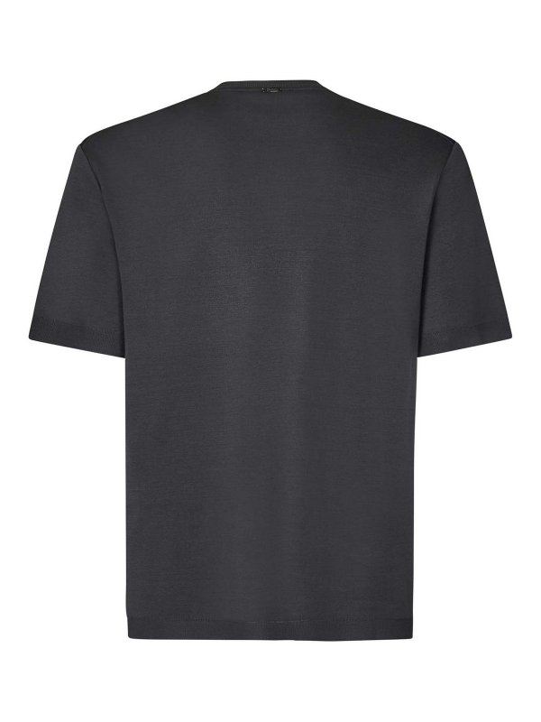 HERNO: t-shirts online - Gray T-Shirt In Plain Weave Cotton Piqu