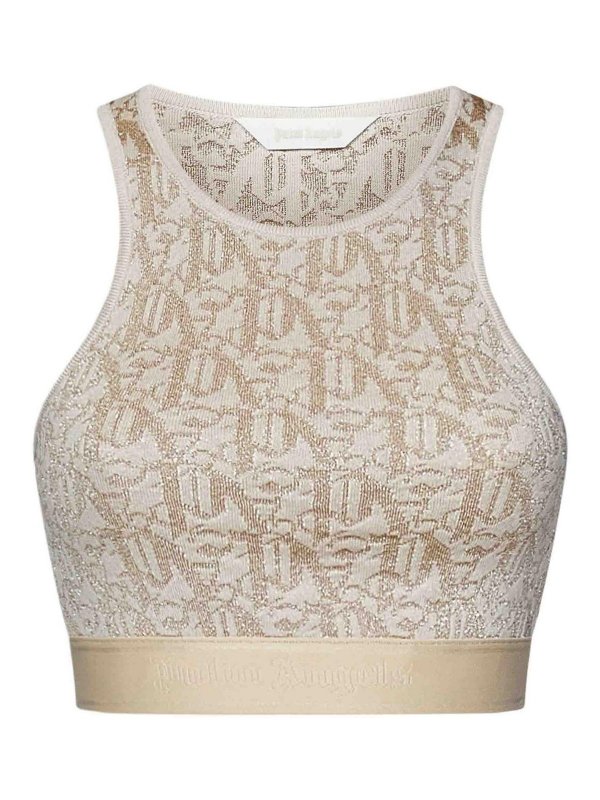 Palm Angels: Tops und Tank Tops - Top - Beige