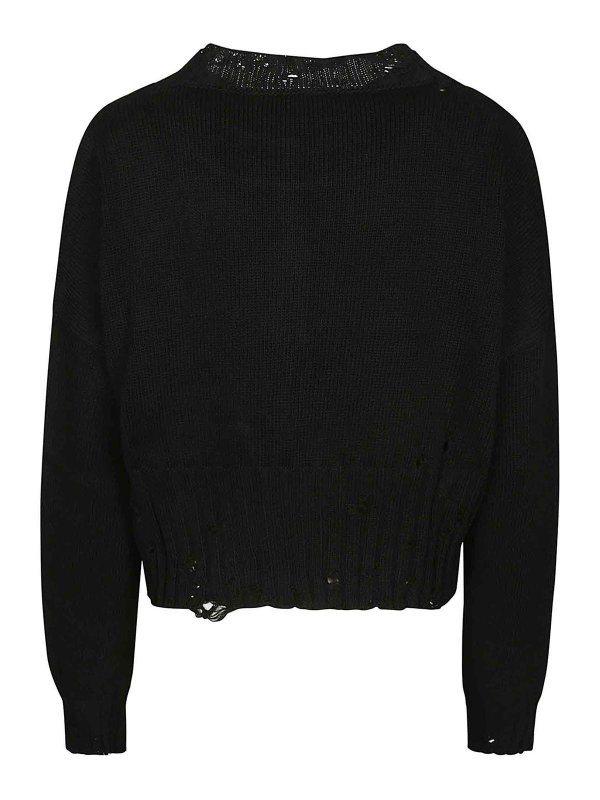 Marni: Strickpullover mit Rundhalsausschnitt online - Rundhalspullover - Schwarz