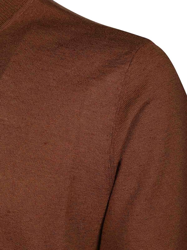 The Best Shops Paolo Pecora: Strickpullover mit Rundhalsausschnitt - Rundhalspullover - Braun