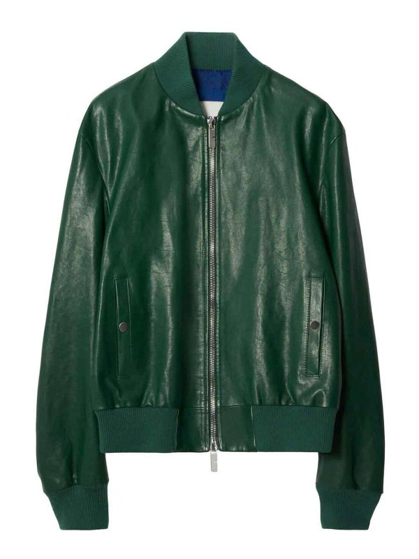 BURBERRY: レザージャケット - レザージャケット - ダークグリーン