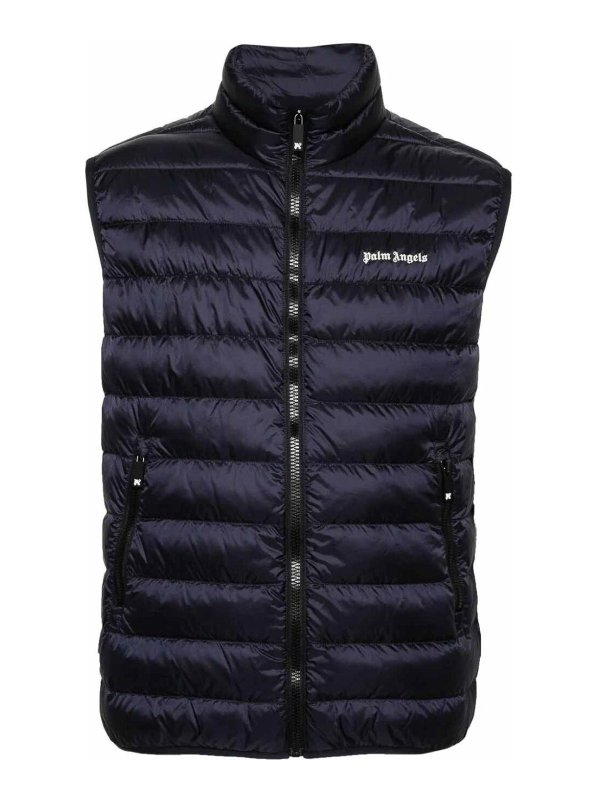 Palm Angels: Gilets tricot - Gilet - Bleu Foncé