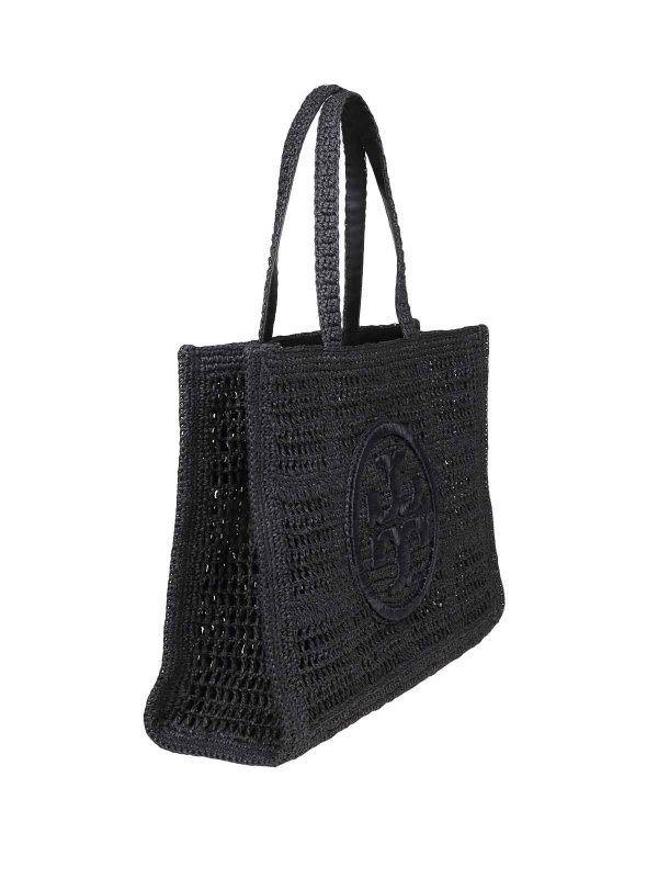 TORY BURCH: totes bags online - Ella Large Tote In Black Raffia