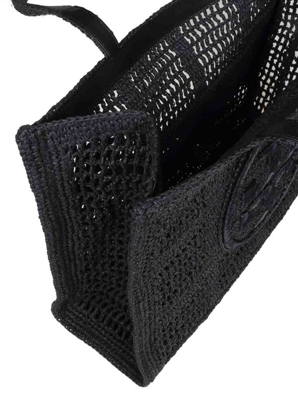 Ella Large Tote In Black Raffia shop online: TORY BURCH